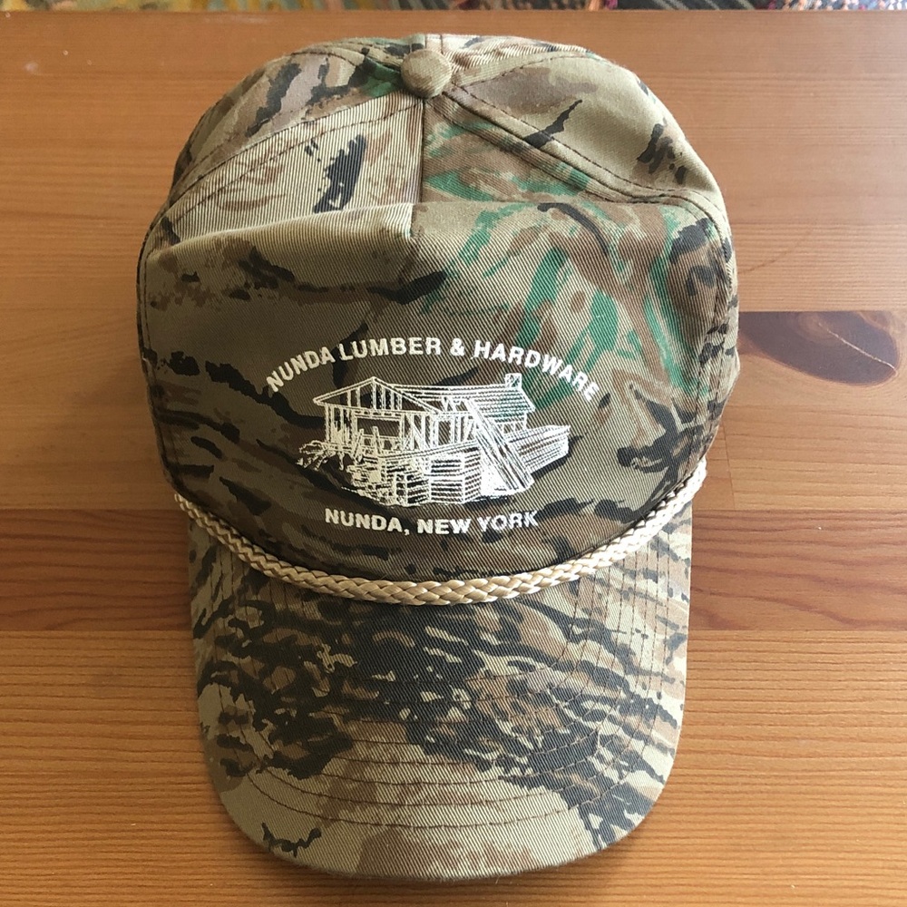 Vintage Nunda Lumber & Hardware Camouflage Snap Back Rope-Trim Cap